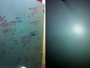Grafitti in Toilet Cubicles - Before and After